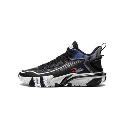 Li Ning Kids Logo Color Block Printed Non-Slip Support Low-Top Basketball Shoes Kids Sneaker Black YKBU068-7