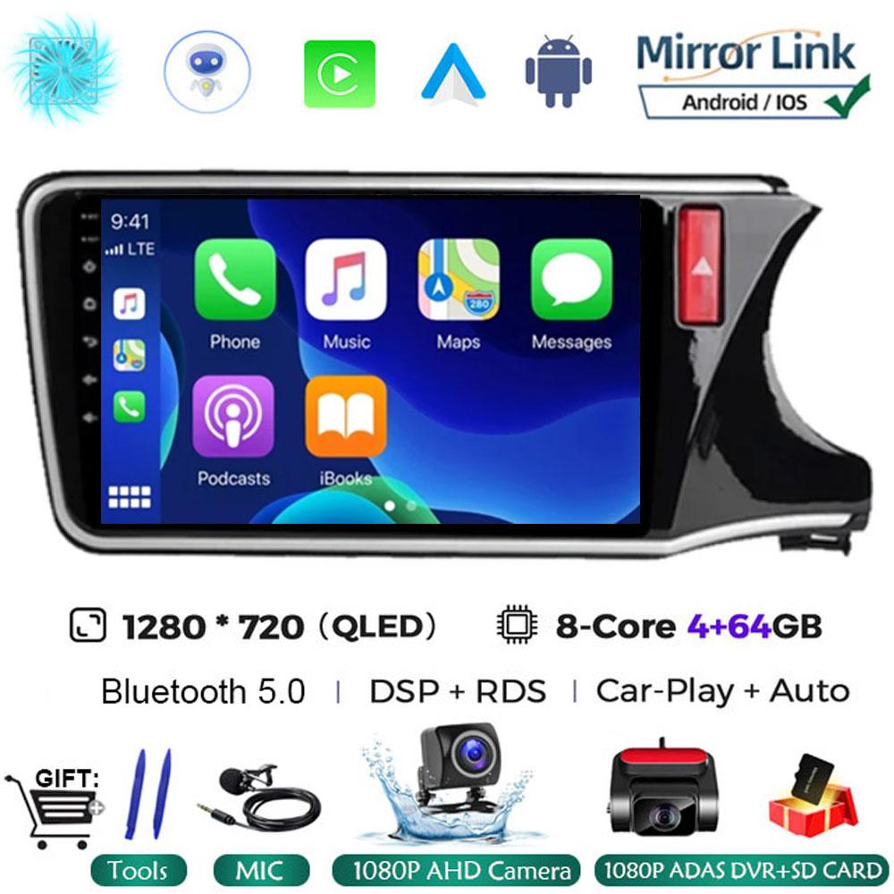 10" Android 14 Player For Honda City Grace RHD 2014 2015 2016 2017 Car Head Unit Radio Stereo Multimedia GPS DVD Touch Screen