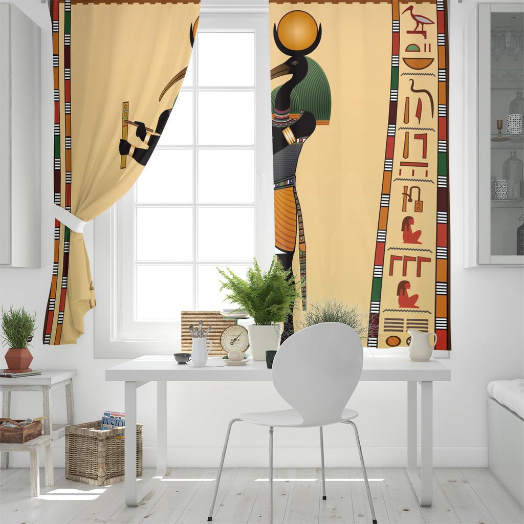Curtain Ancient Egyptian God Of Wisdom Bedroom Kitchen Curtains Living Room Decoration Items Window Curtains for Living Room