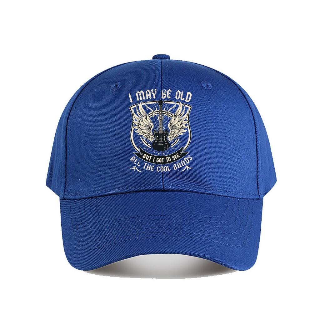 May Be Old But I Got To See Cool Bands Winged Guitar Graphic Baseball Cap Fashion Unisex Sunhat Womens Outdoor Sports