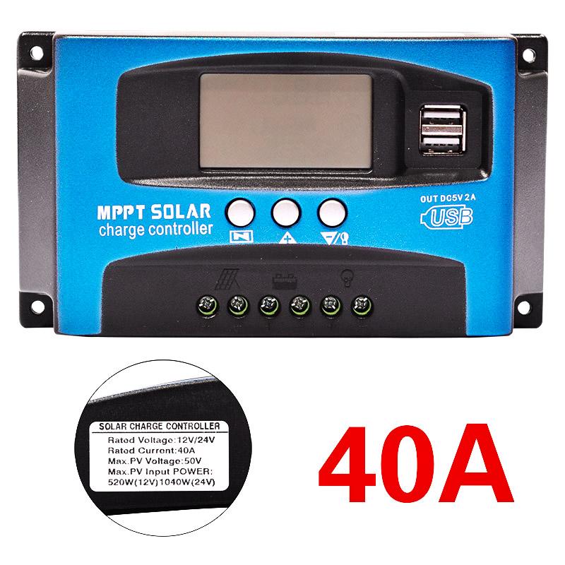 12V/24V MPPT Solar Laderegler Dual USB LCD Dis 30/40/50/60/100A Auto Solarzelle Panel Ladegerät Regler Mit Loadplay