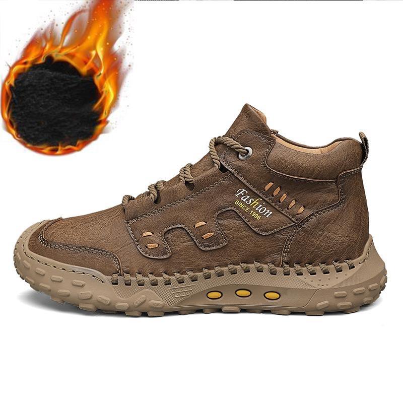 38-48Podzim /Zima Plus Sametové Teplé Ručně Vyráběné Pánské Boty Obuv Pohodlné Kotníkové Boty pro Muže Ležérní Boty Mokasíny Pánské Pracovní Boty