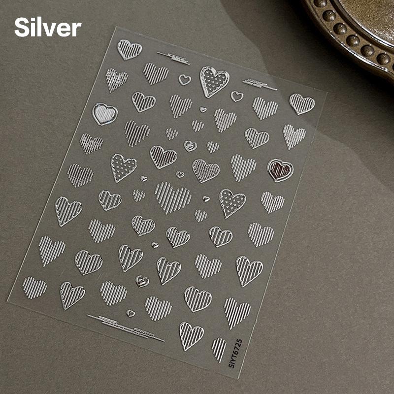 5D Embossed Line Heart Decal Nail Art Stickers Reliefs Self Adhesive Nail Art Manicure Decals For Women Manicure Supplies