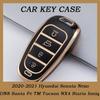 4/5/6/7 Buttons Gold Edge TPU Remote Key Fob Case Cover for 2020-2021 Hyundai Sonata Nexo DN8 Santa Fe TM Tucson NX4 Staria Ioniq