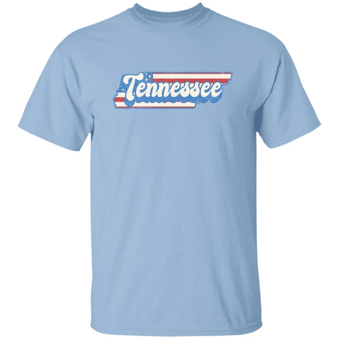 Tennessee US flag Unisex T-Shirt American patriotic TN state tee White Ash Blue 2XL