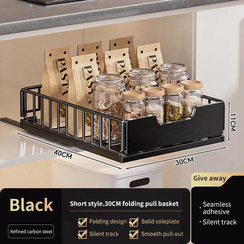 Kitchen Cabinet Pull-out Storage Baskets Organizer Adjustable Under Sink Spice Jar Holder Slide Out Drawer Bathroom Accessories