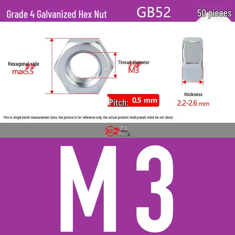 Galvanized Hex Nuts, Flat Washers, Spring Washers in M2-M48, Blue and White Zinc Coated