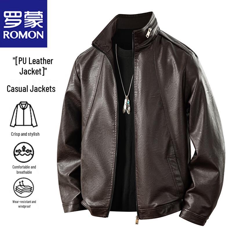 

Romon Men s Casual PU Leather Jacket 6XL