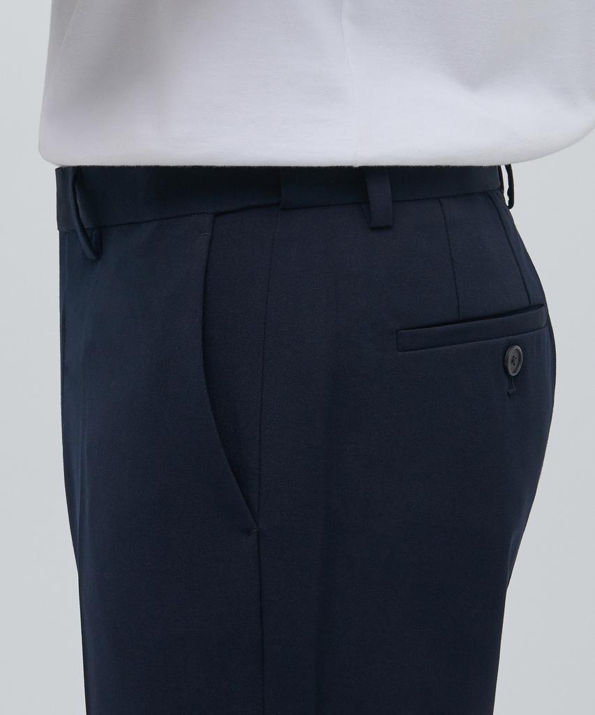 Musinsa Standard Lightweight Tapered Turn-Up Hidden Banding Crop Slacks [Navy]