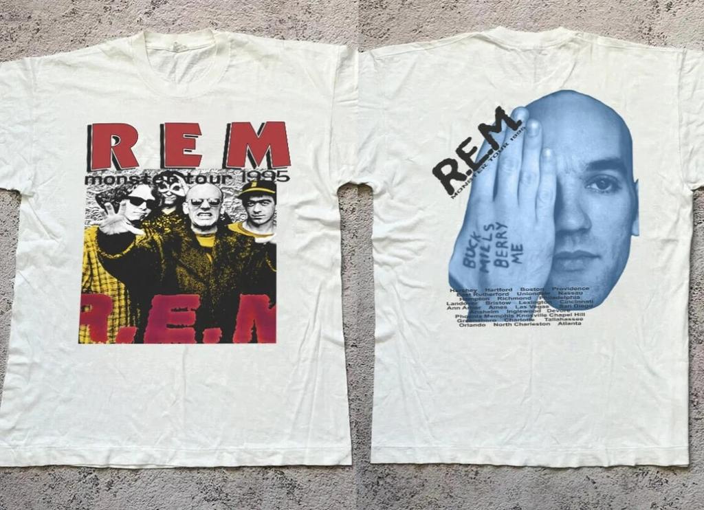 Hot REM Band Music Tour White T-Shirt Cotton All Size Unisex
