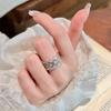 Original Hollow Out Lace Flower Rings For Women Light Luxury High-End Glossy Wide Ring Couple'S Retro Engagement Jewelry Gift