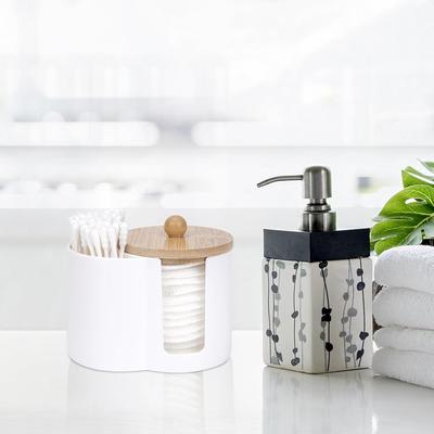 Wattepad- und Wattestäbchenhalter, Kleiner Kunststoff-Wattestäbchenspender mit Deckel, Badezimmerzubehör Aufbewahrungsorganizer