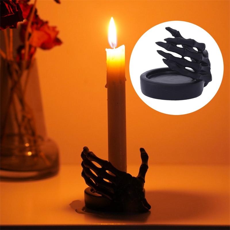 Skeleton Hand Candlestick Holder Gothic Skeleton Statue For Halloween Home Decor Unique Resin Skull Figures Decorations