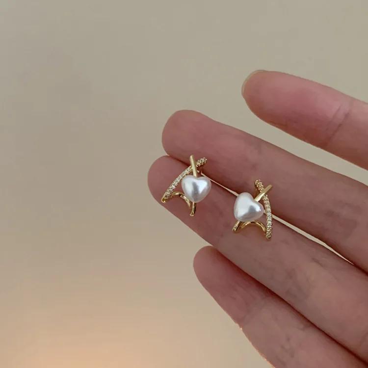 Modische kupferfarbene Kreuz-Ohrstecker für Damen Mädchen Koreanisch Zierlich Einfach Minimalistisch Damen-Ohrringe Zirkon Geschenke