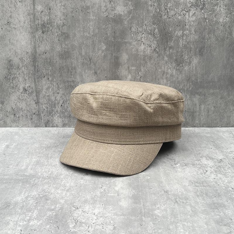 Simple, Light And Breathable Solid Color Linen Flat-Top Hat For Women'S Summer Casual Versatile Men'S And Women'S British High-Quality Sun Hat