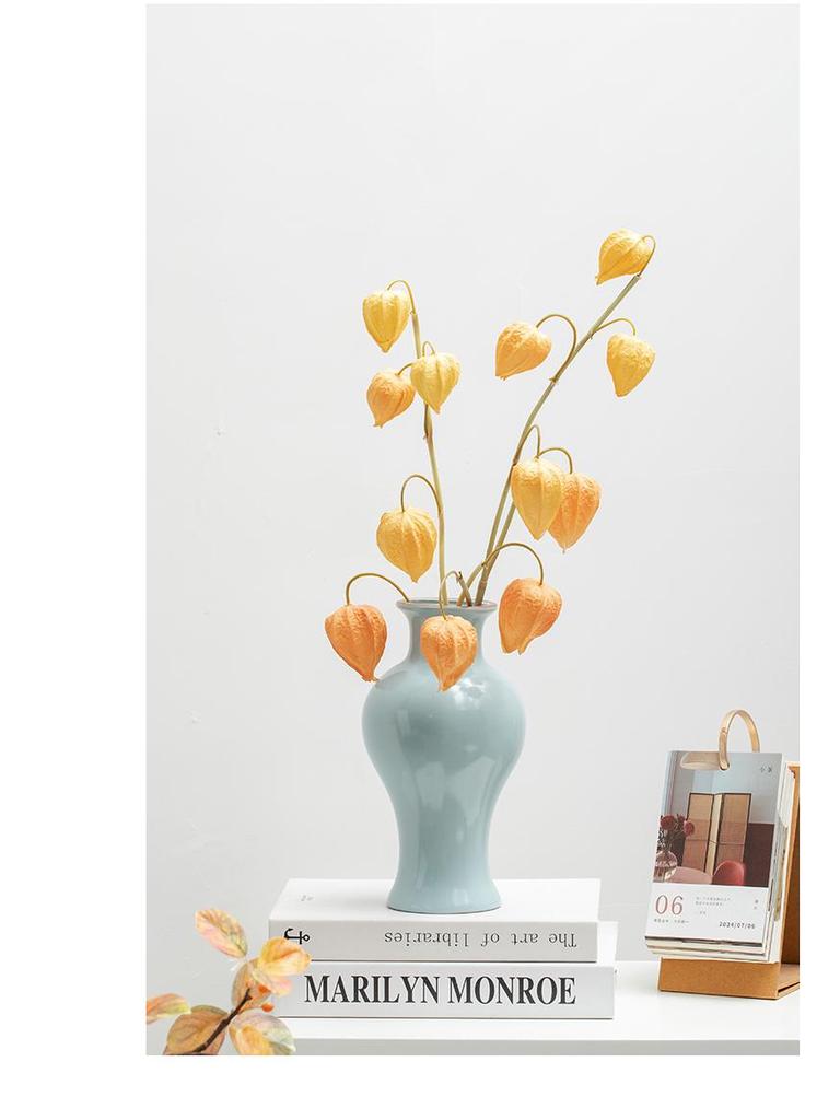 Chinese Zen Ru Kiln Ceramic Vase for Home Decor: Ideal for Living Room or Entryway Flower Arrangements and Green Plants