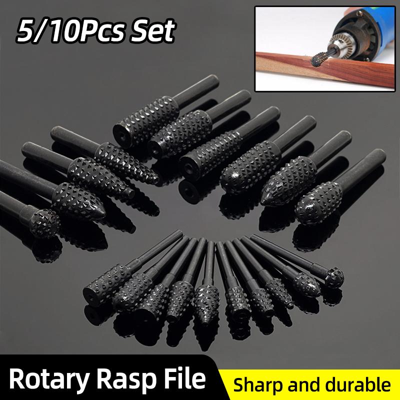 Rotationsfräser Raspel Feile 1/4" Rundschaft Holzbearbeitung Fräser Gratbohrer Bit-Set Holzbohren Schnitzen Entgraten Nutenwerkzeuge