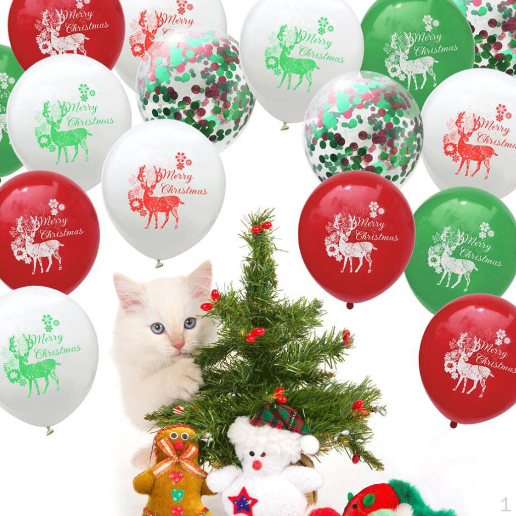 

10 Pack Confetti Elk Latex Balloon Set Christmas Party Decor with Inflator 12in White Green