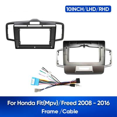 10 Inch Car DVD Fascia Multimedia 2008-2016 for HONDA FIT MPV FREED MP3 MP5 Video Audio Stereo Panel Frame Cables Harnes
