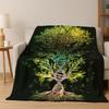 Tree of Life Nordic Mythology Yggdrasil Nature cartoon Flannel Blanket Soft Throw Blanket for Bedroom Living Room Bed Travel kid