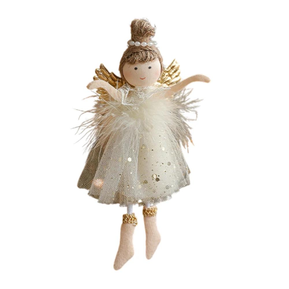 Festive Tree Decor Angel Hanging Decor Christmas Celebration Elegant Mesh Design For Holiday Decor Adorable Angel And Girl Decor