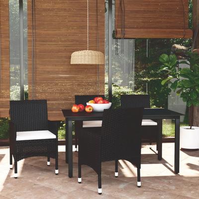 Vidaxl 5-Cz. Garden Furniture Set With Cushions, Poly Rattan, Black