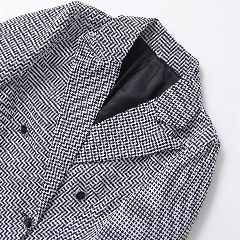 2025 Spring Women's Houndstooth Lapel Short Coat - Versatile Fashion for Commuters