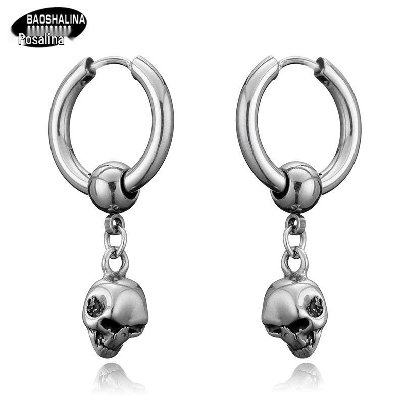 

Baoshalina Men s Titanium Stainless Steel Hip Hop Hoop Earrings