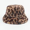 Winter Hat for Women's Fashionable Leopard Print Plush Fisherman Hat Versatile Cold Proof and Warm Basin Hat Showing Face Small Bucket Hat