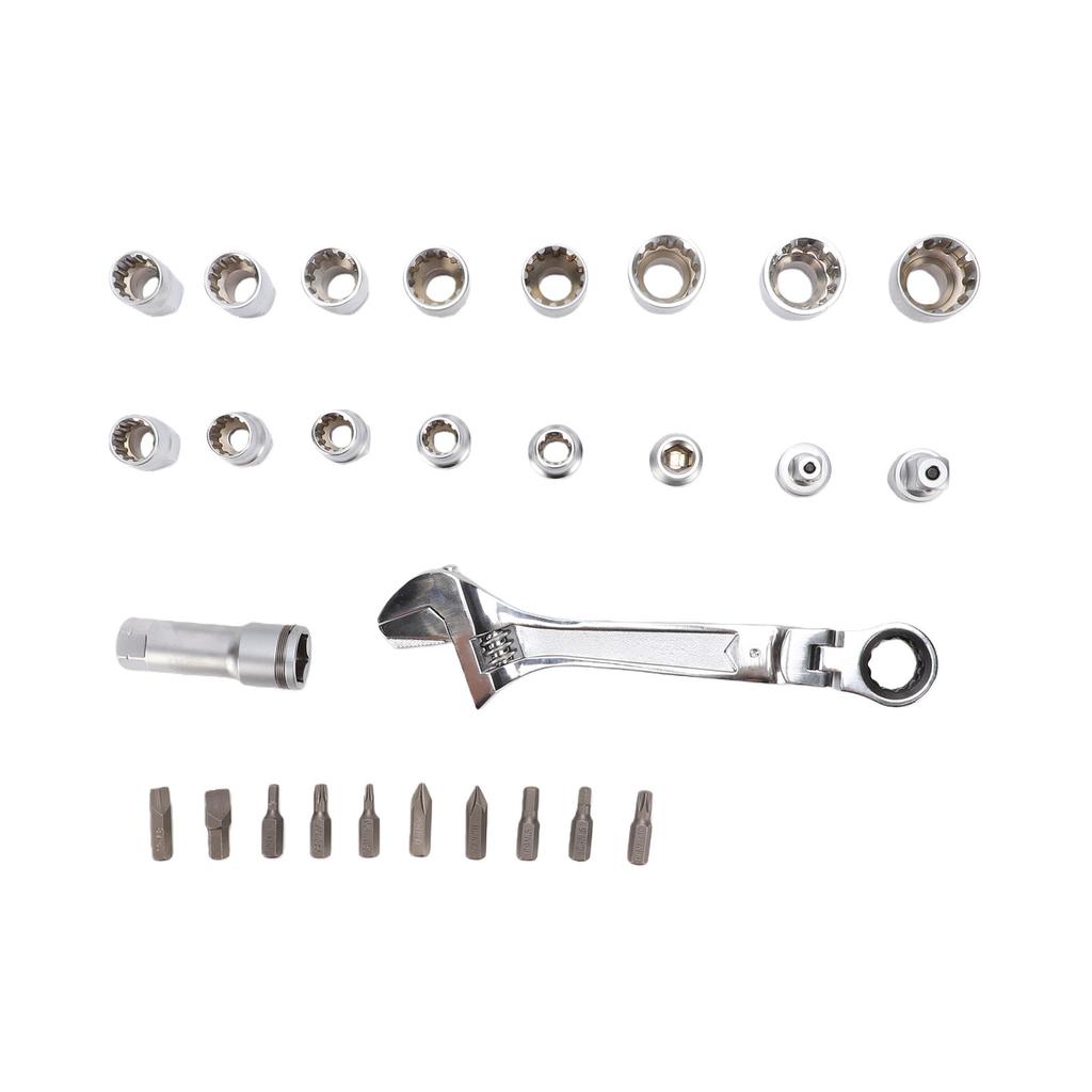 Pass Through Socket Set 3 8 1 2 Inch Drive Sockets 72 Tooth Reversible Wrench Tool Kit for Hex Square Spline Socket