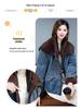 Women's Plus Velvet Cropped Denim Jacket - Winter 2025 Trendy Fashion, Warm & Casual.