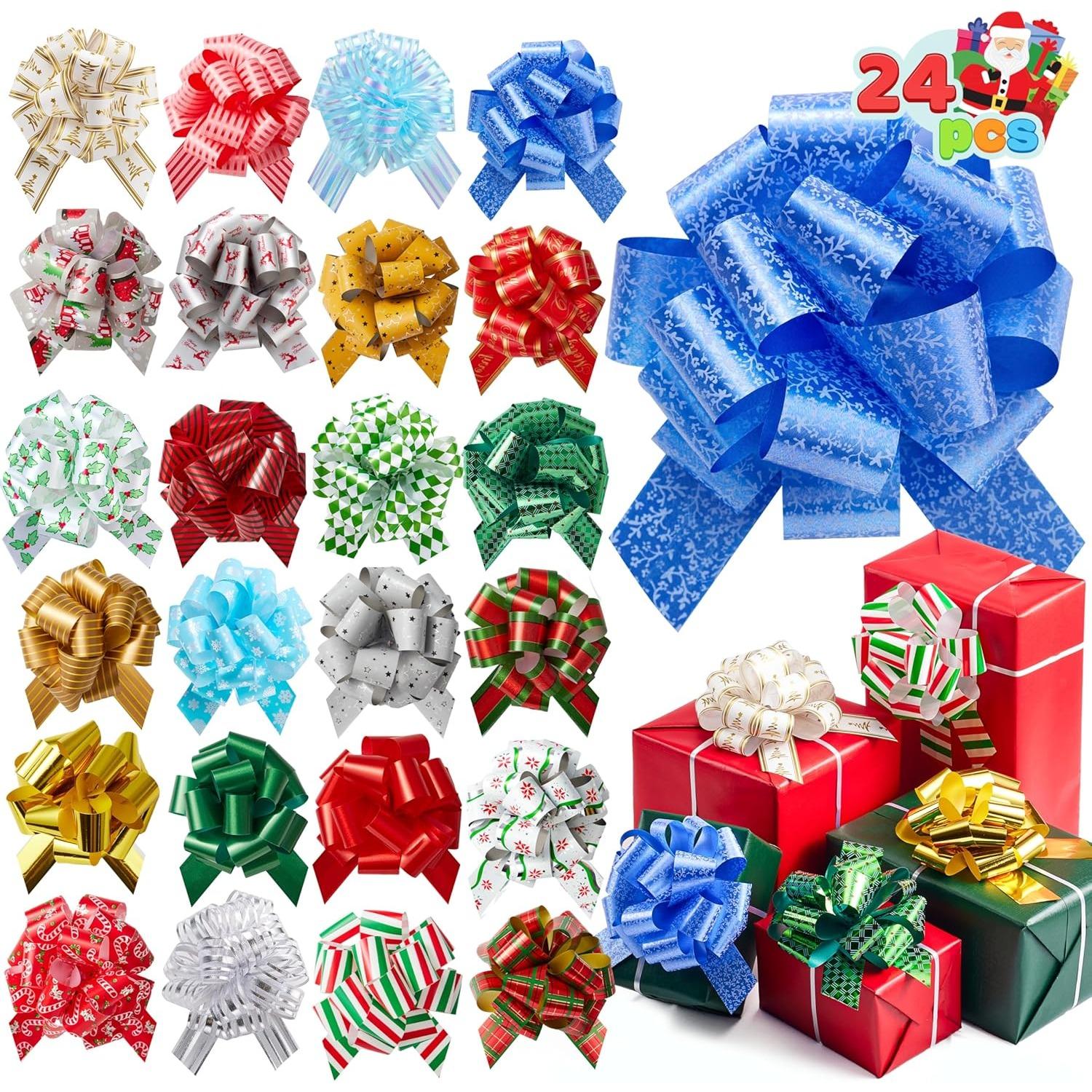 

JOYFY 48 PCS Christmas Pull Bows with Ribbon 5” Wide for Gift Wrapping & Gift Tags Boxing Day Holiday Décor