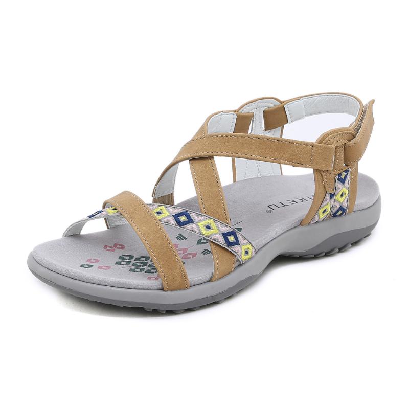 

New Summer Bohemian Casual Style Comfortable Non-Slip Printed Flat Shoes Mother Shoes Velcro Simple Fashionable Ethnic Style 36