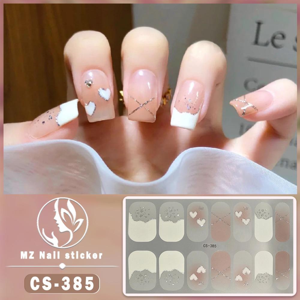 Nail Art French Nail Decals 3D Nails Polish Wraps Gel Nail Stickers Set Gel Full Nail Wraps  Nail