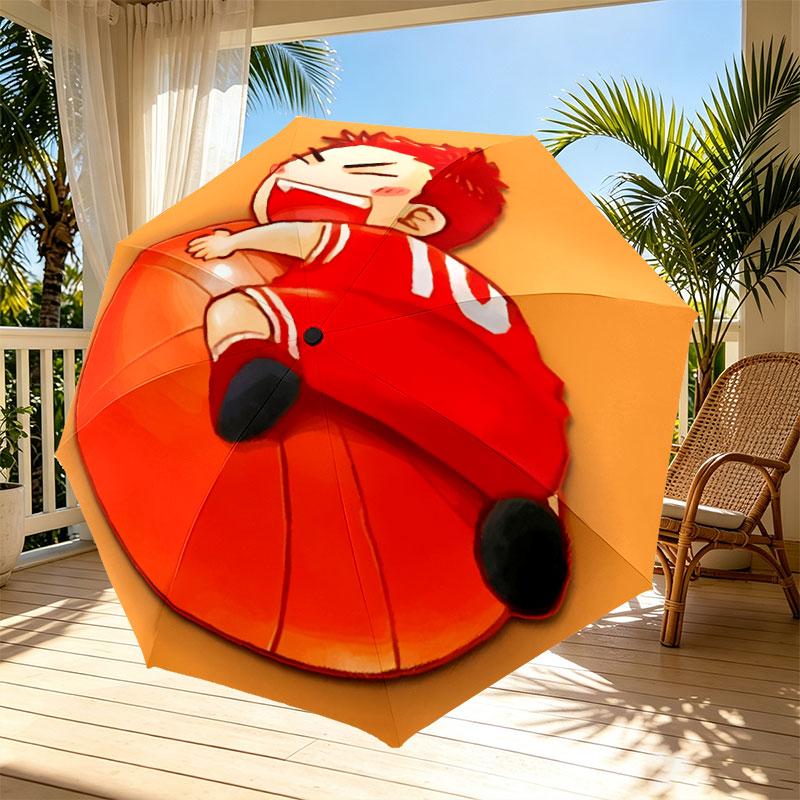 SLAM DUNK Print Automatic Open Close Umbrella, Portable Foldable Umbrella, for Outdoor Commute Camping Trip, Ideal Birthday Gift