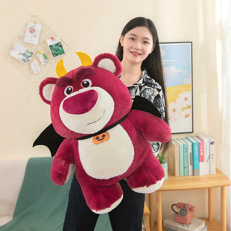 Demon Strawberry Bear Plush Toy Funny Halloween Teddy Bear Large Doll Ragdoll