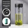 WANXIANG Portable High Borosilicate Glass Water Bottle with Tea Infuser