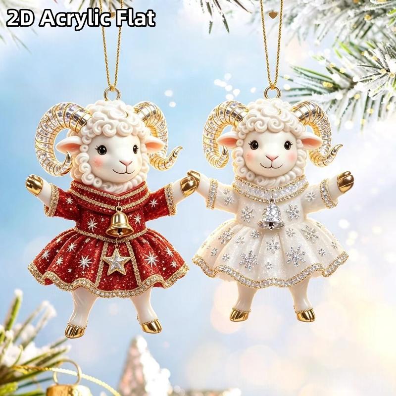 Shining Goat Hanging Ornament 2D Flat Artificial Rhinestone Animal Hanging Decoration Embossed Pattern Goat Bag Charm
