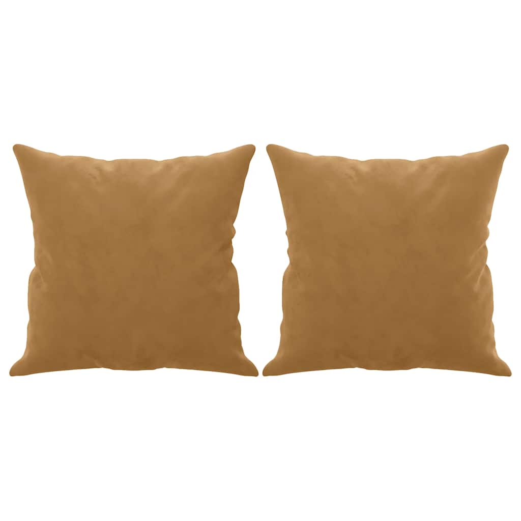 2 Seater Sofa with Decorative Cushions Brown 140 cm Velvet