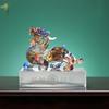Aris & Juno Liuli Handmade Glazed Pixiu Pair Sculpture, Fortune Wealth Guardian Ruyi Ornament Set, Chinese Style Home Office Desk Decoration, Feng