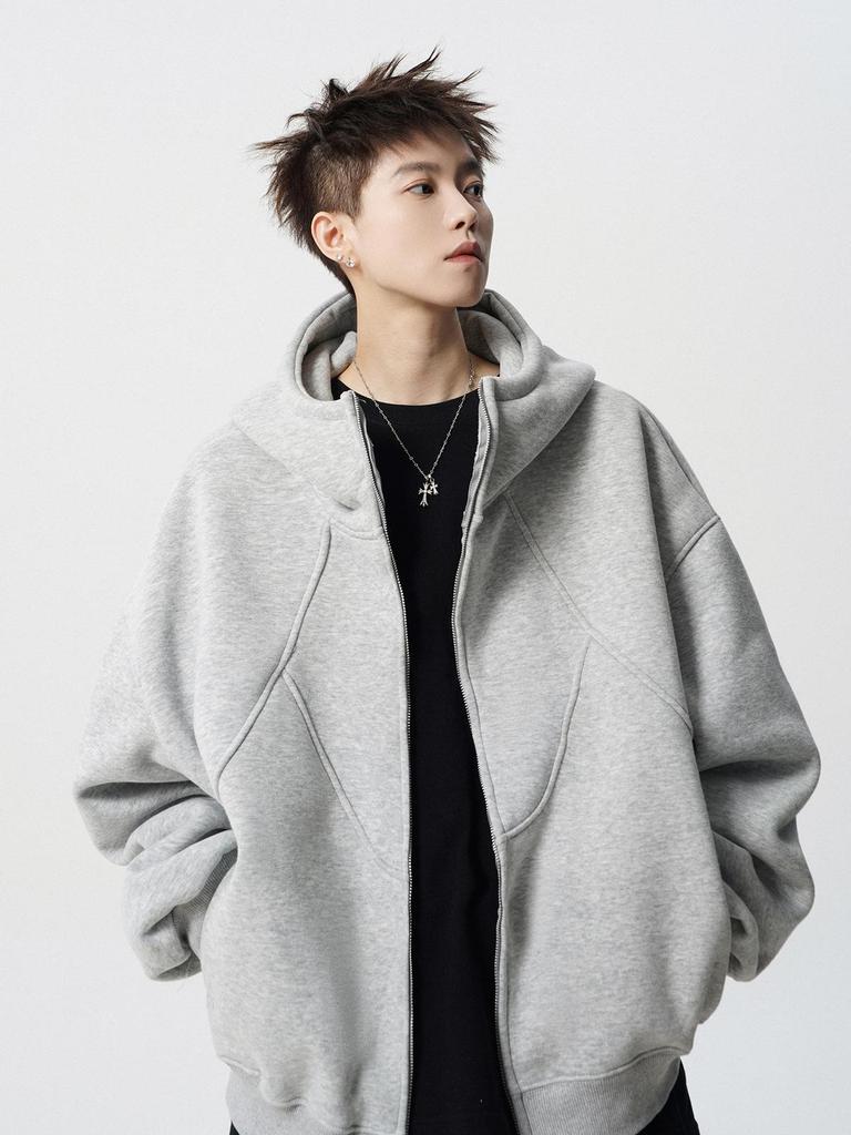 Men's Winter Heavyweight Fleece-Lined Deconstructed Patchwork Hoodie – Streetwear Trend