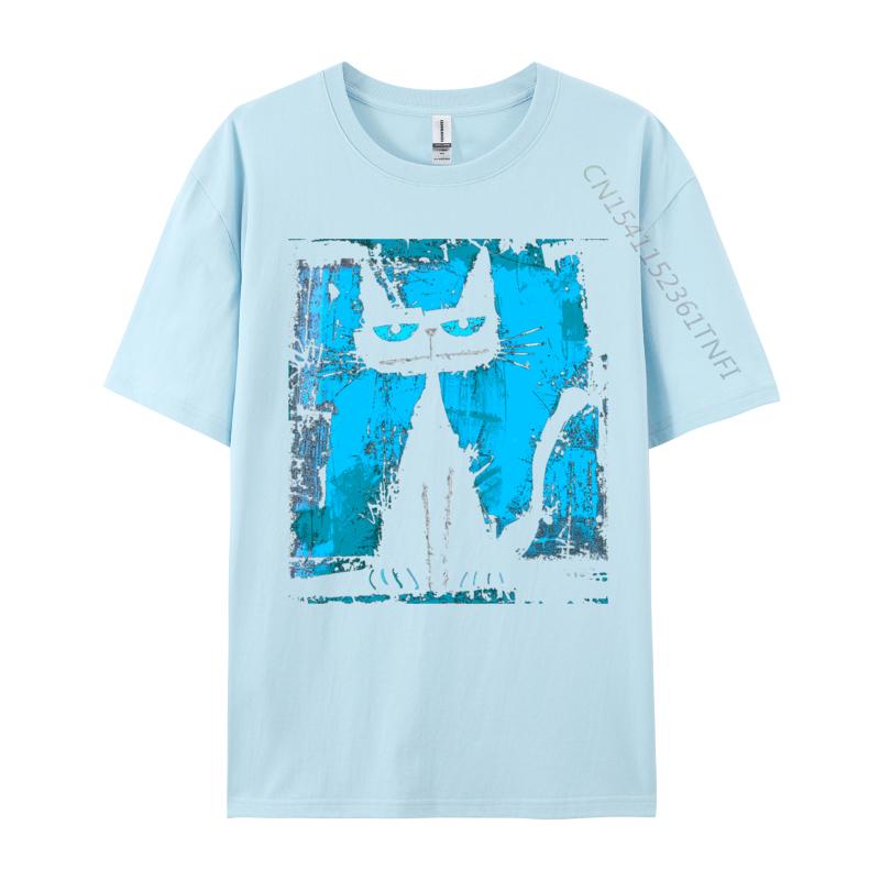 Unisex Cotton Tshirt Cat Stylish Grunge Abstract Art Design Tshiren Tops Tees Birthday T Shirt Hip Hop Top Tshirts
