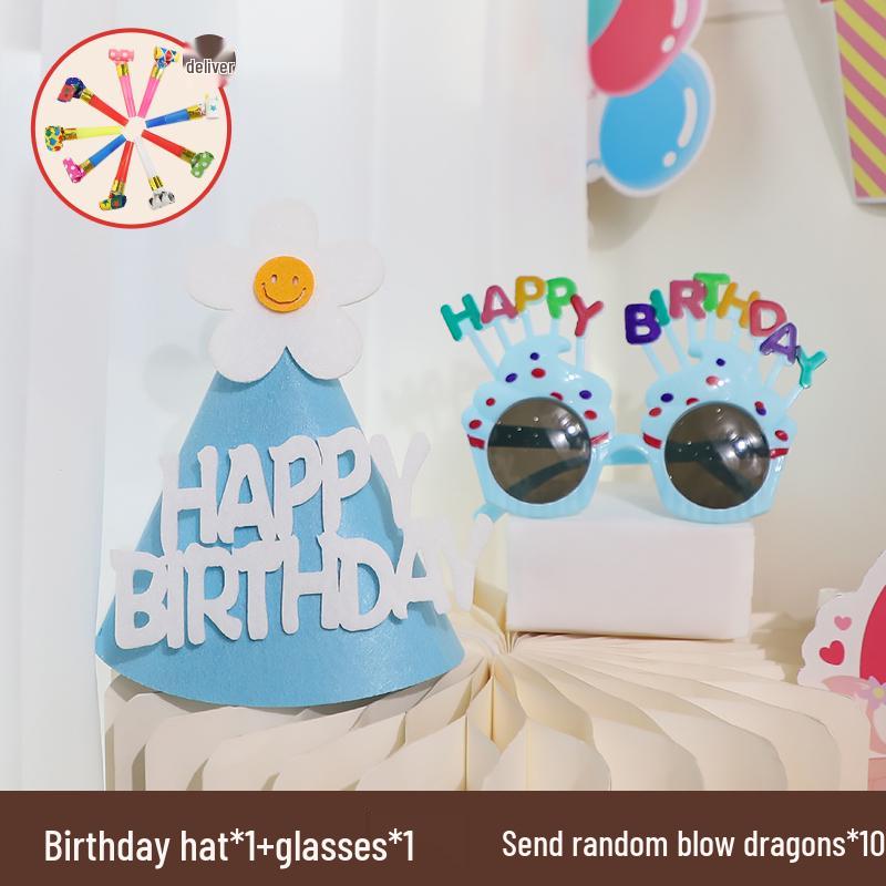 First Birthday Girl Photo Props Set: Hat, Glasses, and Creative Decorations
