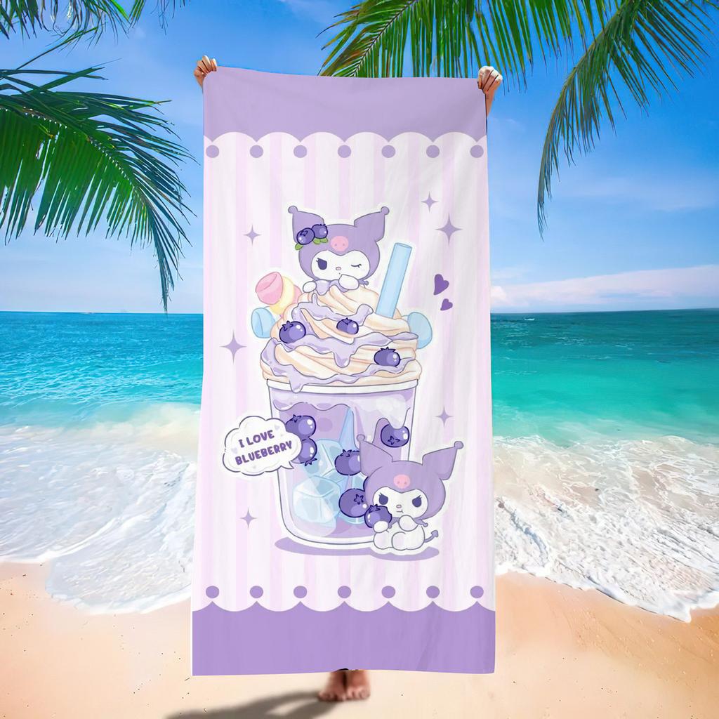 Sanrio Family Beach Towel 2D Single Print Cute Home Decor Outdoor Accessory Soft Functional Cartoon-Themed Attractive Durable