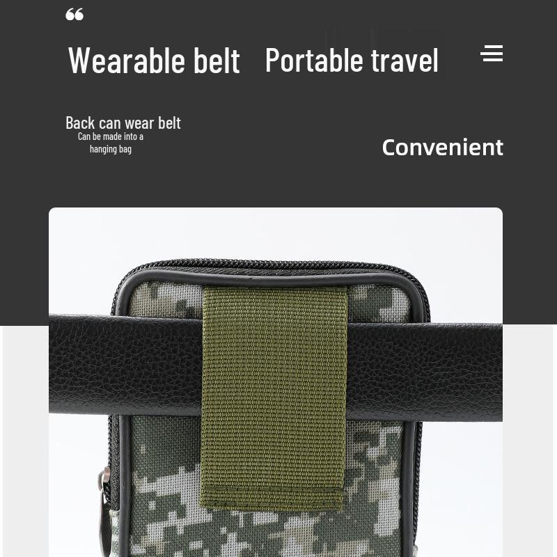 Men's Multifunctional Waterproof Camouflage Waist Bag for Sports and Construction, Compatible with Horizontal and Vertical Mobile Phone Use