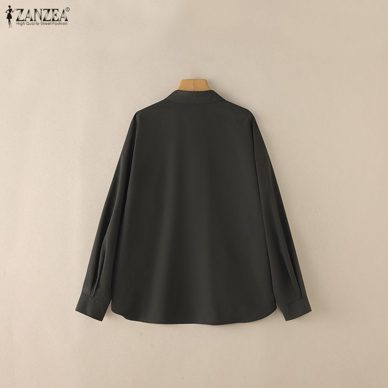 ZANZEA Chemise Classique à Manches Longues et Col Revers Décontractée pour Femme