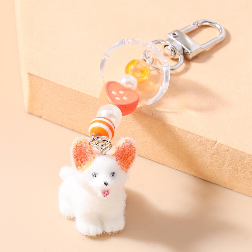 Cute Puppy Dog Keychain 3D Animal Key Ring Pendants for Women Girls Handbag Decor DIY Kid's Jewelry Gift