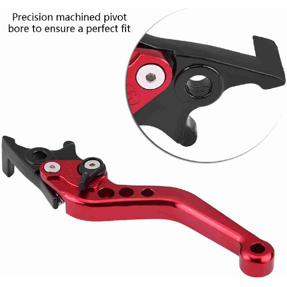 Acouto Dual Brake Lever 1 Pair CNC Aluminum Double Disc Brake Levers for Motorcycle Scooter Modification Below Red