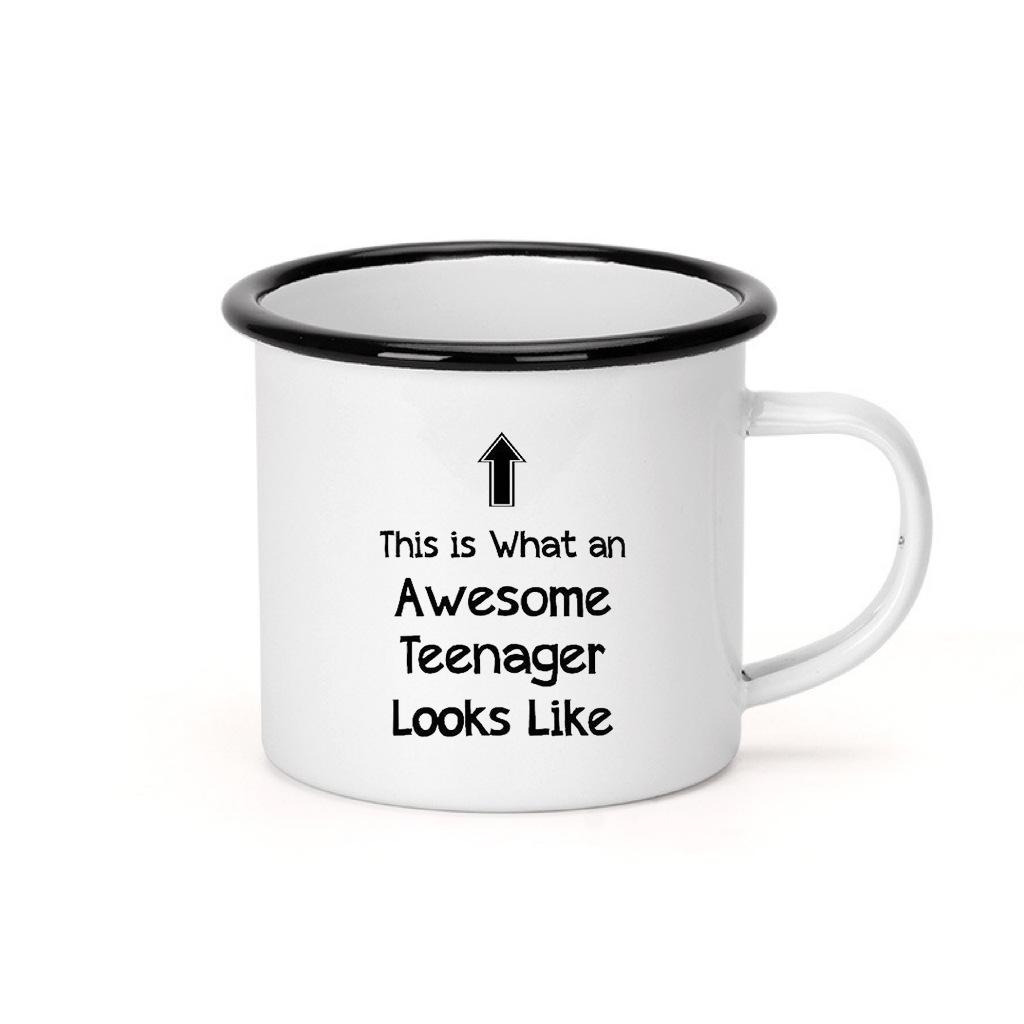 Vintage Large Capacity Enamel Mug Blank Heat Transfer Printing Gift Cup 350ml
