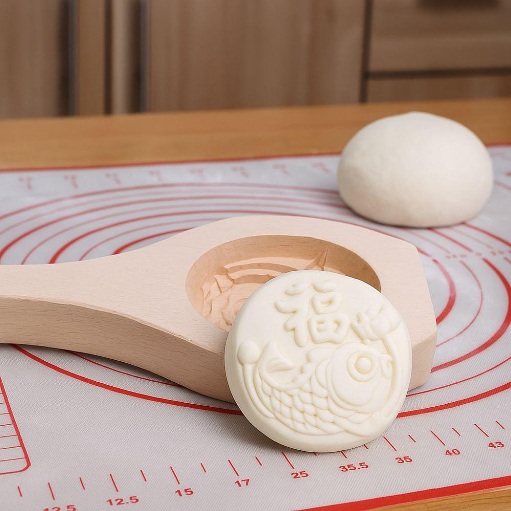 3D Wood Baozi Mold Carved Steamed Stuffed Bun Tool Press Mould Mooncake Molds  Kitchen